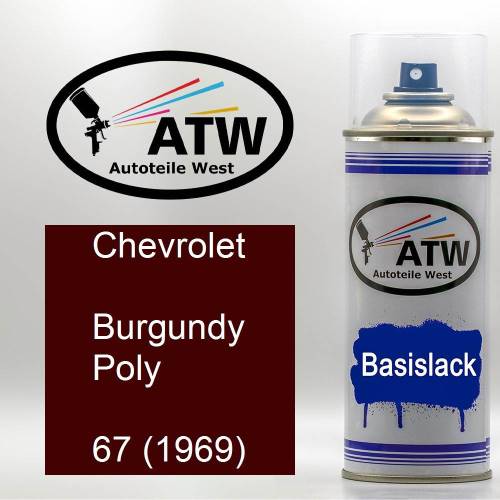 Chevrolet, Burgundy Poly, 67 (1969): 400ml Sprühdose, von ATW Autoteile West.